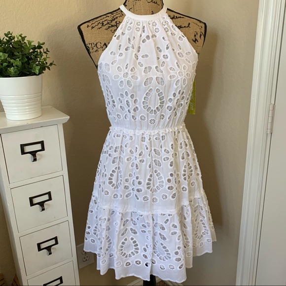 Gianni Bini Dresses & Skirts - Gianni Bini Amy White Halter Neck Eyelet Dress